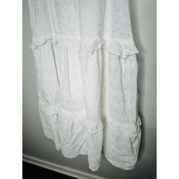 SLATE & WILLOW White Lace Eyelet Sleeveless 100% Cotton Midi Dress Size Medium - Picture 12 of 16